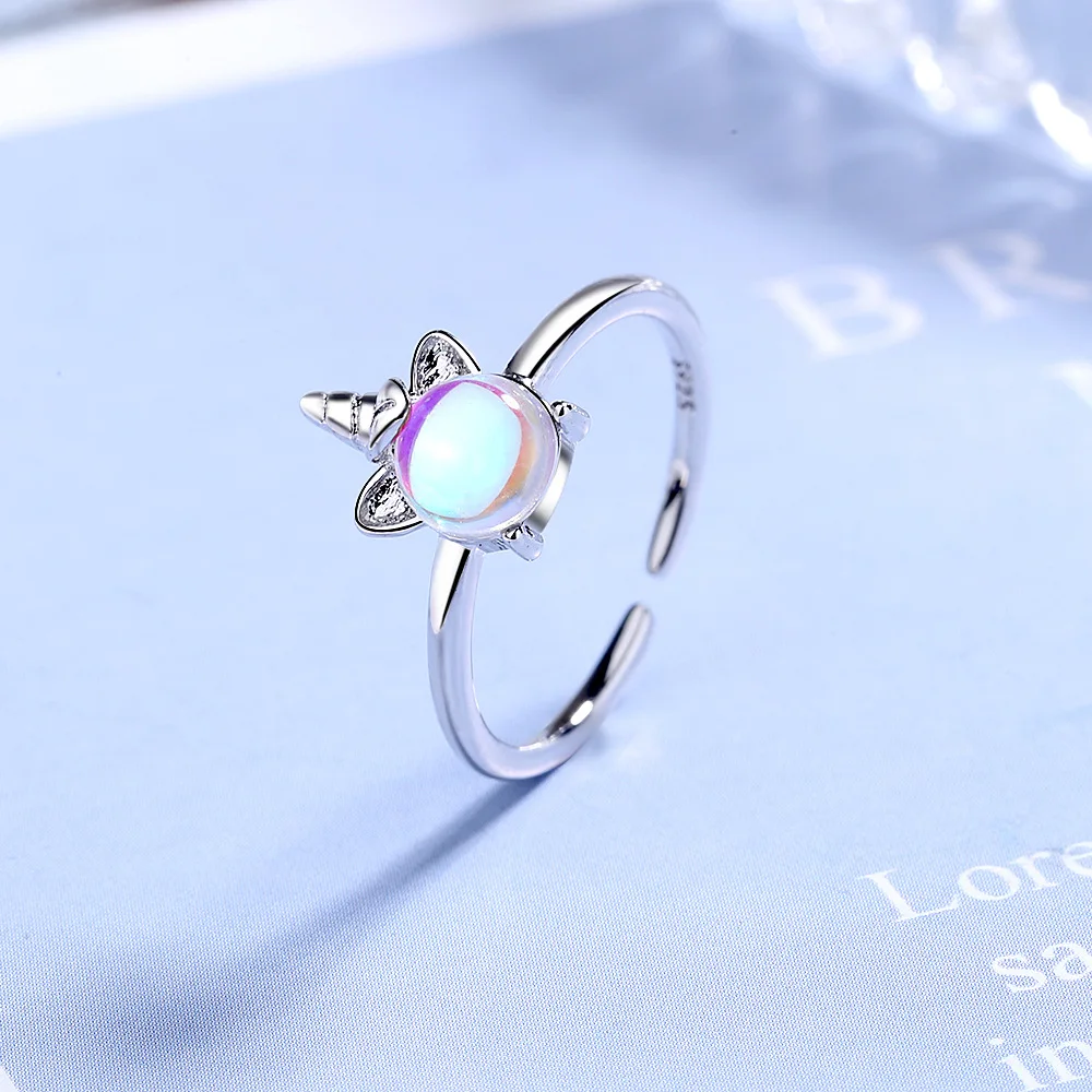 CHENGXUN Teen Girls Rings Silver Color  Cute Unicorn Rings Charm Jewelry for Kids Daughter Birthday Wedding  Ring