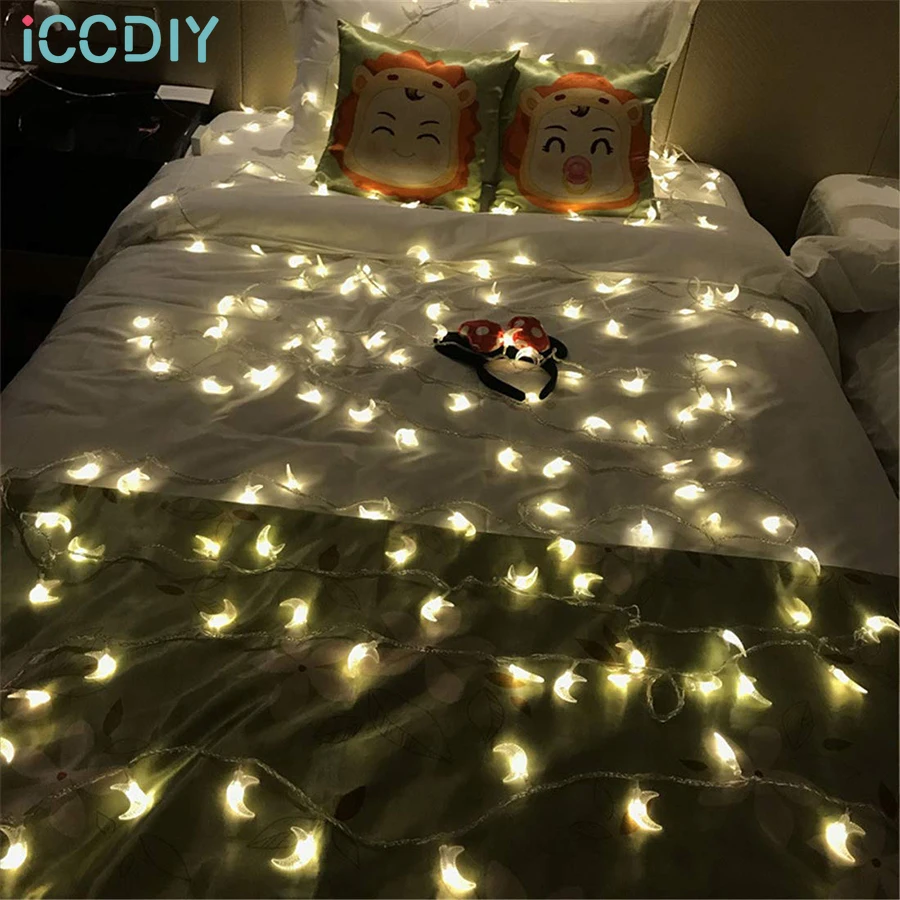 

1.5M/3M/6M Moon Shape LED String Lights Holiday Lighting Fairy Garland for Christmas Tree Wedding Party Ramadan Decoration