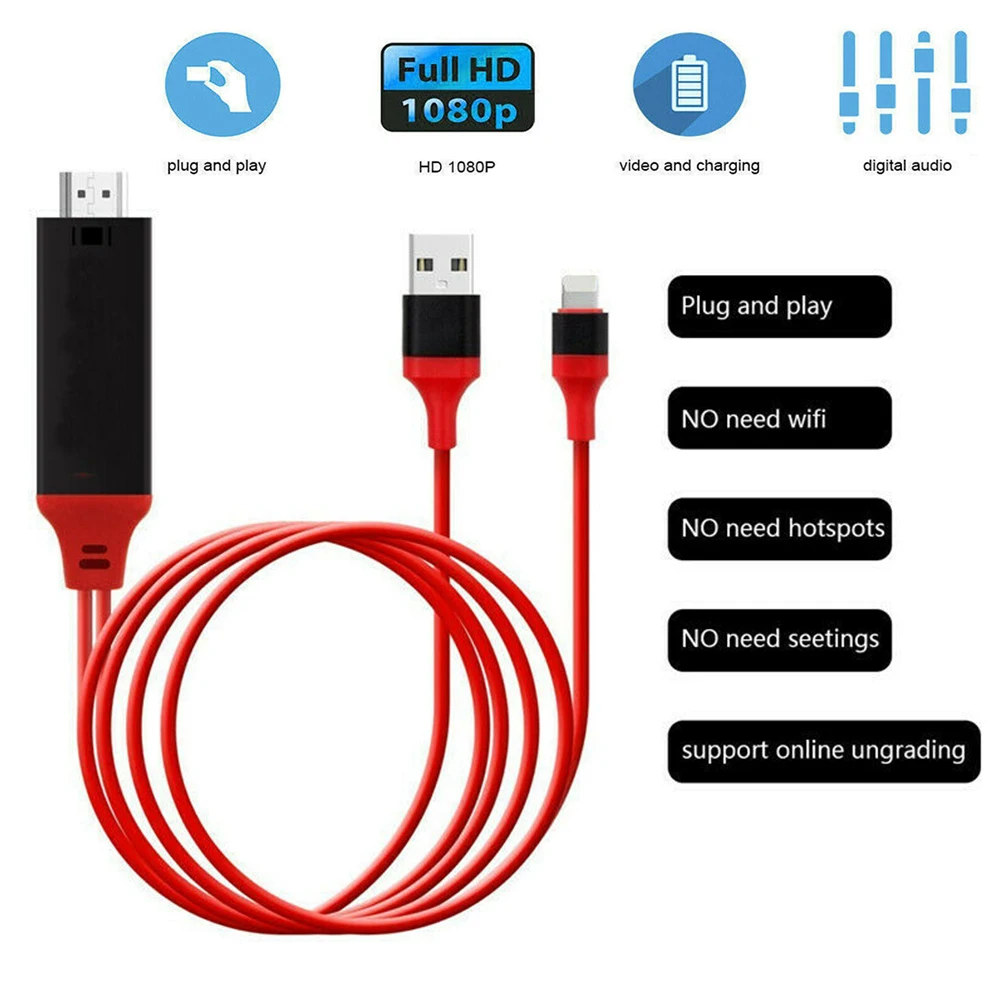 Цифровой AV адаптер HDTV с Lightning на HDMI совместимый кабель USB 1080P смарт конвертер для