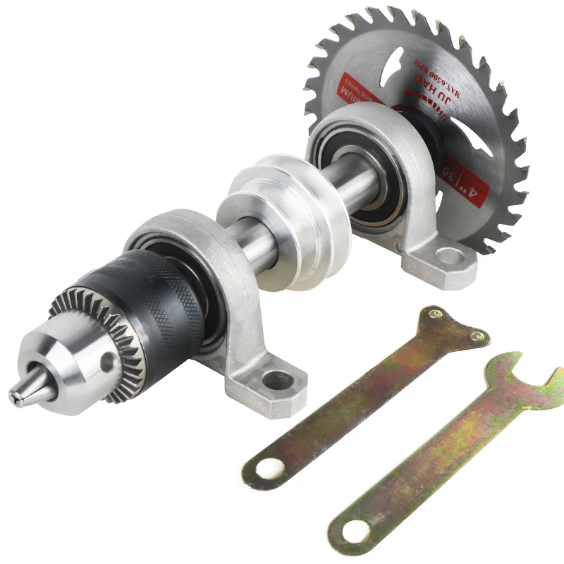 

Drill Chuck Set Spindle Bearing Seat Pulley Bench Saw DIY Woodworking Cutting Rotary Lathe DIY Bead Machine for Table Saw