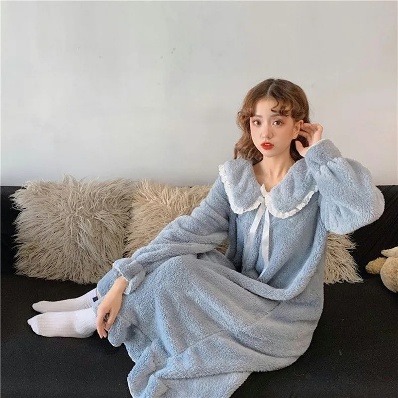2021 New Kawaii Nightdress, Women's Autumn and Winter Thickened One-piece Pajamas, Popular Girls' Lovely Home Clothes Sleepwear