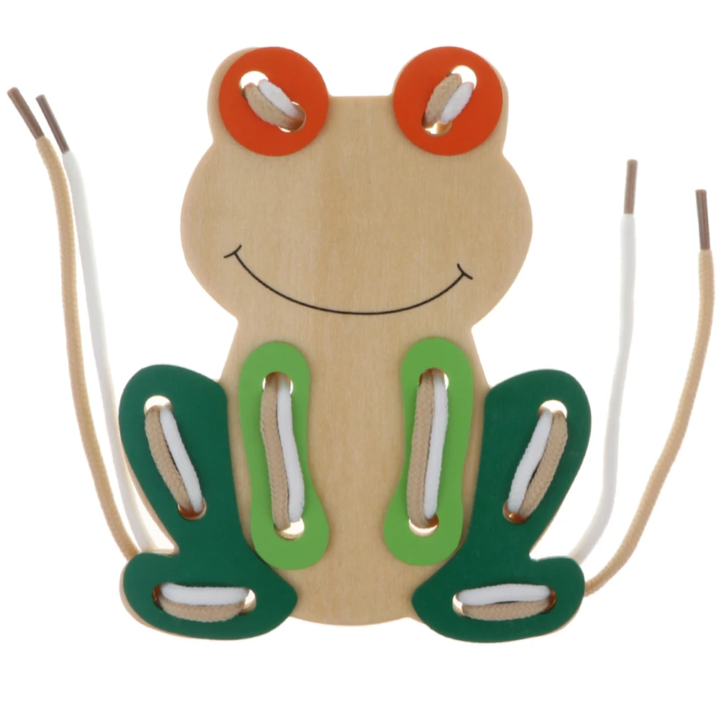 

Wooden Threading Board Kids Lacing Toy Educational Sensory Activity Laces Game