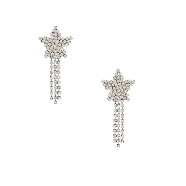 

New-style silver color star-star crystal tassel earrings