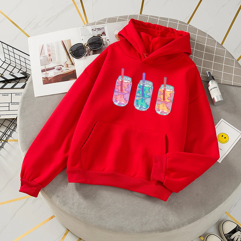 Women Sweetshirts Korean Ulzzang Hoodie 90s Cartoon Printing Sweatshirt Thick Hoodies Women Cute Oversized Sweatshirt with Hood