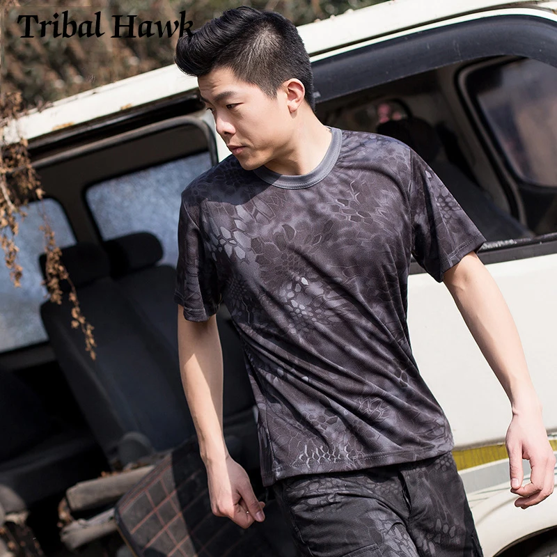 Летняя тактическая Мужская футболка в стиле милитари SWAT армейская камуфляжная