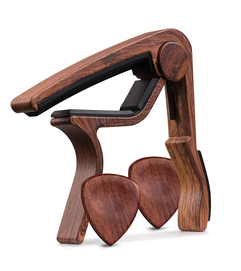 

Guitar Capo REAL WOOD PICKS INCLUDED (2) Set for Acoustic Guitar, Electric Guitar Quick Change for Easy Transpose