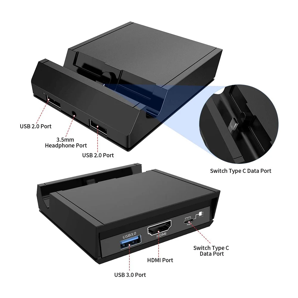 for nintend switch charger station hd convert adapter usb 3 0 2 0 type c port headphone jack multifunction console stand free global shipping