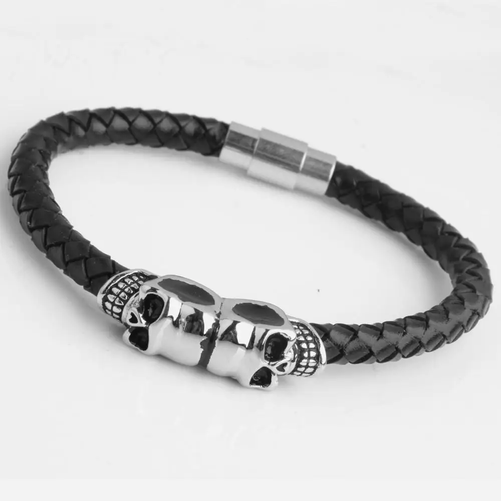 Модные мужские ювелирные изделия Черная Плетеная кожа браслеты кожаные из