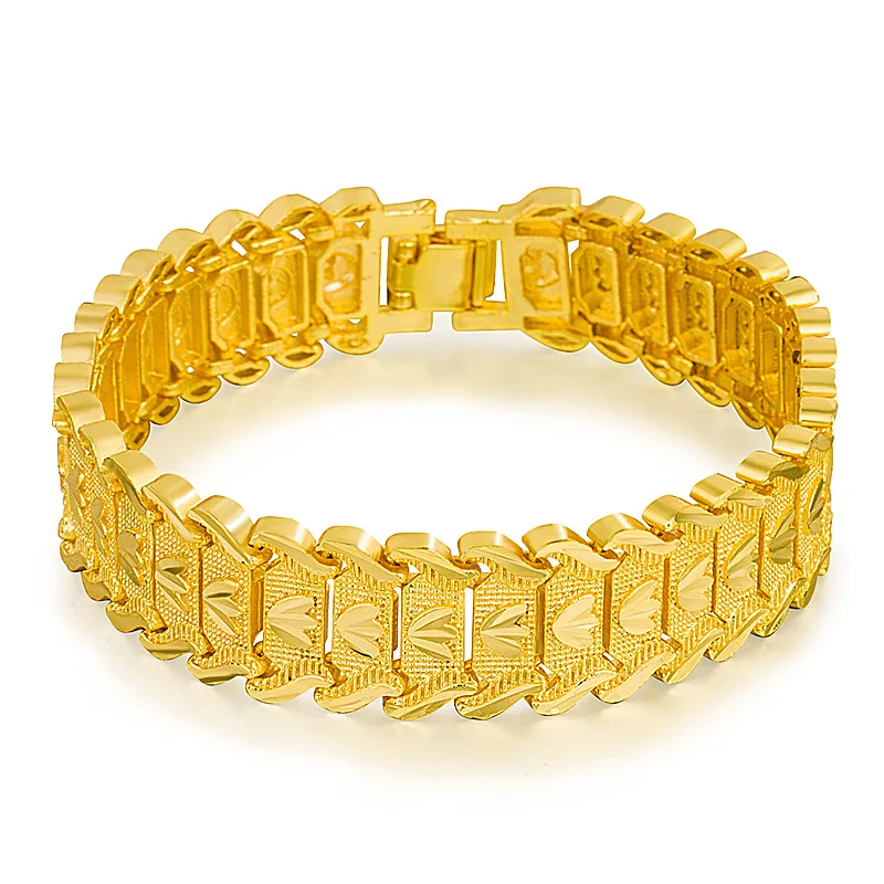 

Luxury Male 24K Gold Bangle Bracelet Engagement Wedding Bracelets For Men Party Jewelry