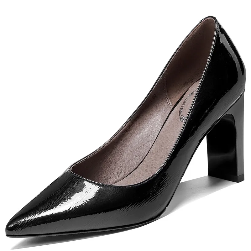 Женские туфли лодочки FEDONAS классические из коровьей лаковой кожи на высоком