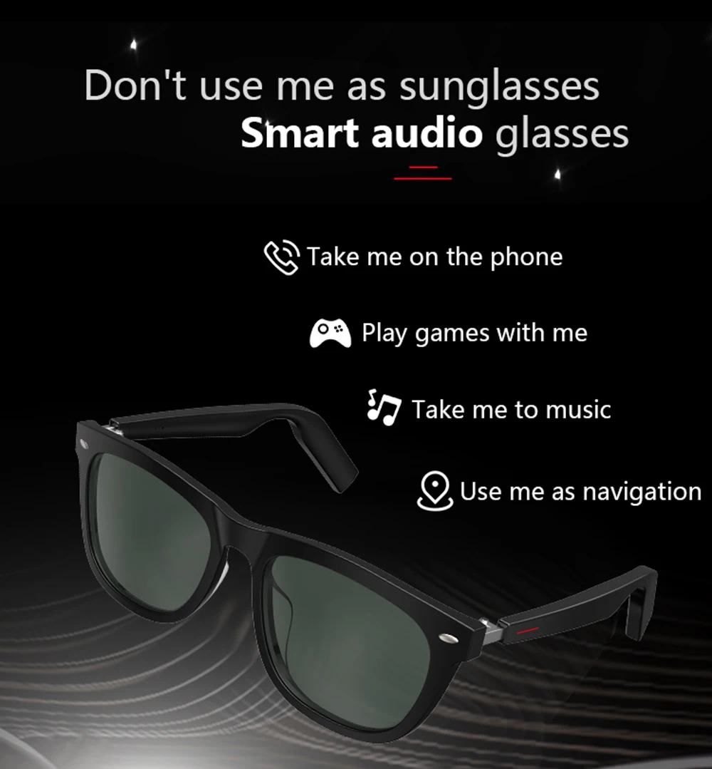 구매 신제품 E9 블루투스 스마트 안경, 전화 스테레오 음악 안경, 게임 내비게이션, 로다 솔루션, 방수 UV 선글라스, 2020