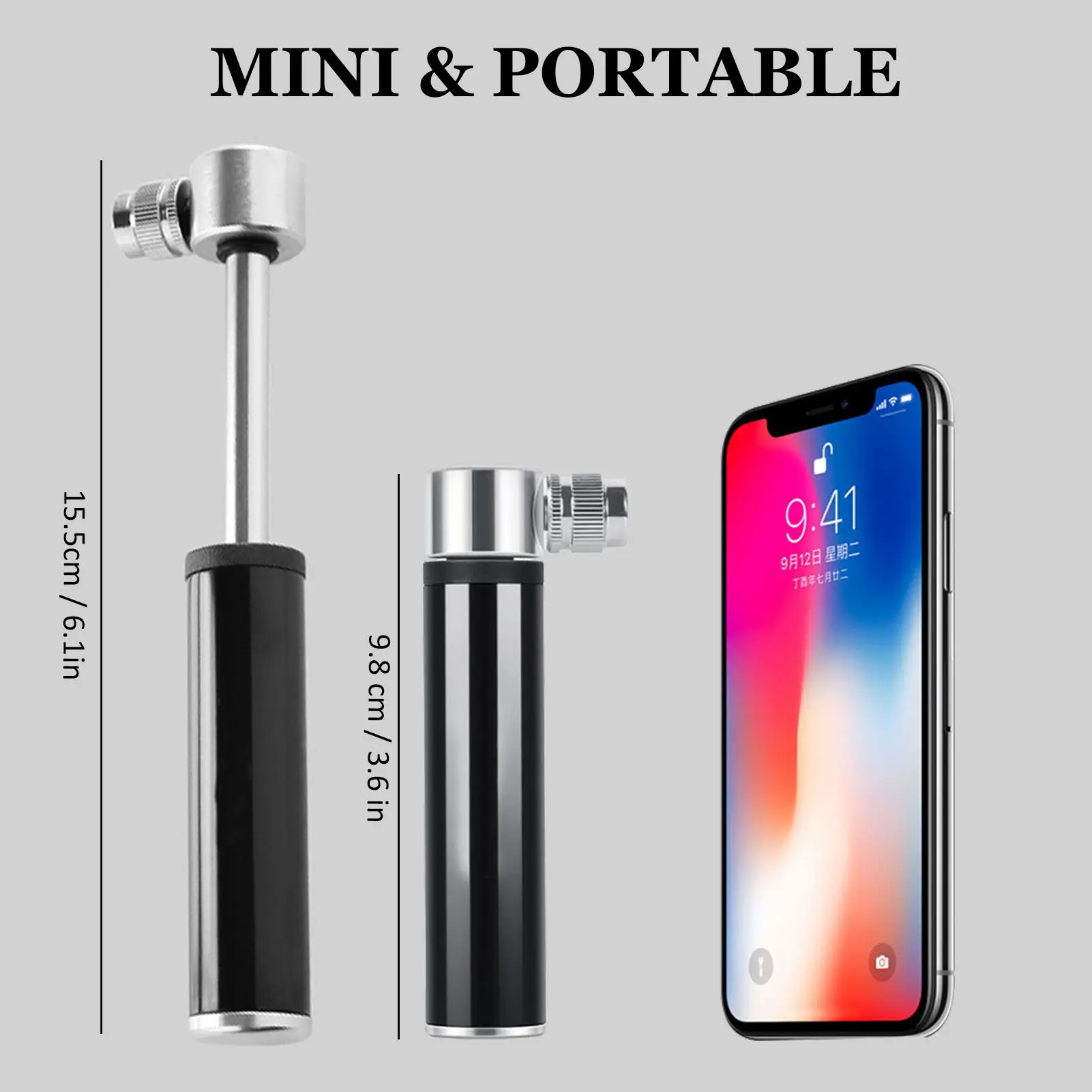 

Mini Bike Pump Tire Inflation Portable Bicycle Pump Aluminum Alloy Tire Tube Inflator High Pressure Cycling Air Inflator