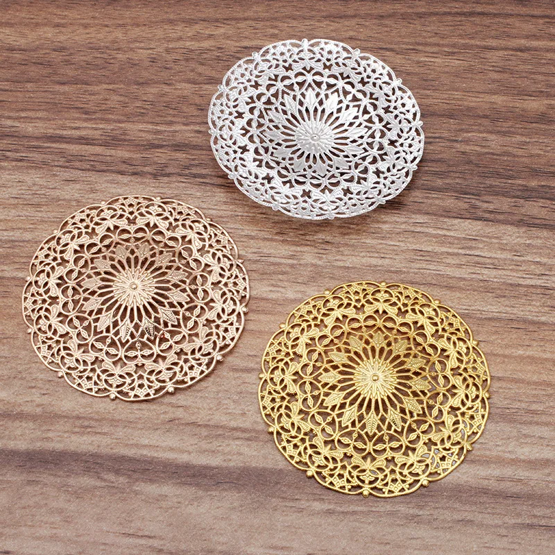 Винтажные филигранные подвески для волос круги разных цветов 55 мм аксессуары