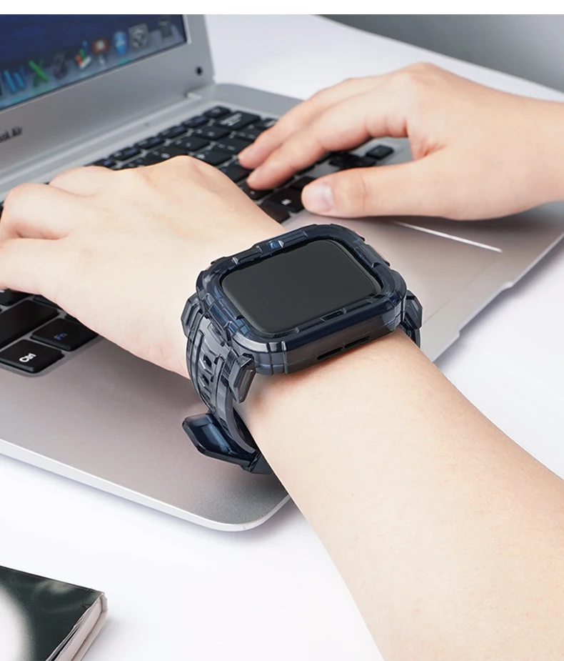 Чехол и ремешок для Apple Watch Band 42 мм 38 мягкий силиконовый прозрачный браслет iWatch series