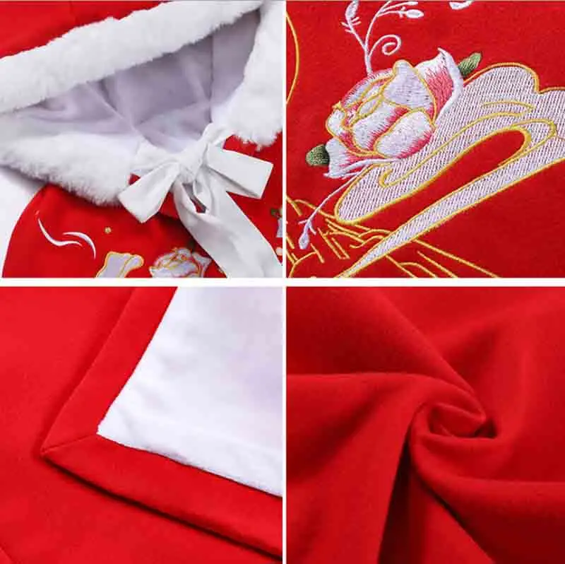 

Thick Hanfu Cloak Women Chinese Traditional Embroidery Hanfu Winter Warm Cape Female Cosplay Costume Hanfu Red Clack For Women