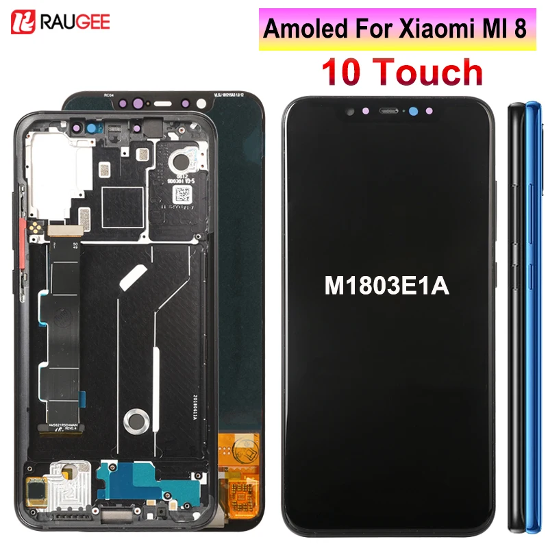 Amoled LCD дисплей для Xiaomi mi 8 M1803E1A экран 10 сенсорный дигитайзер Замена MI8 MI глобальная
