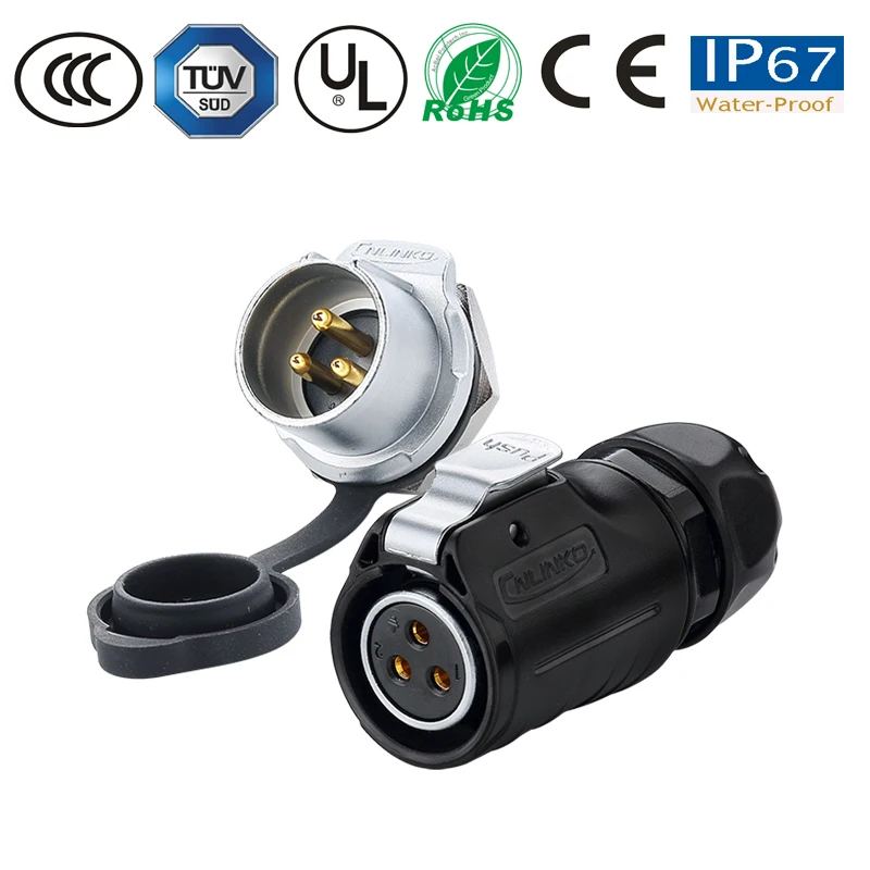 Водонепроницаемый соединительный провод кабель штекер гнездо M20 3 контактный