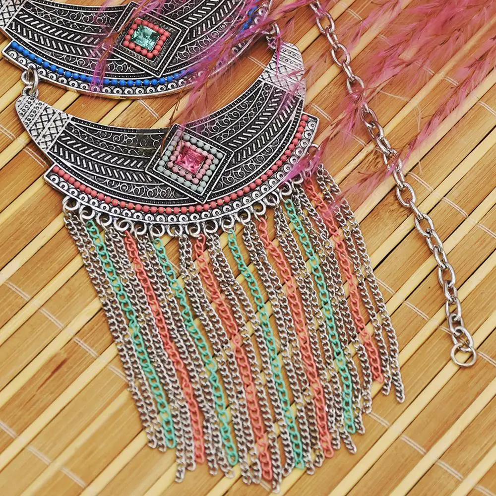 

New Alloy Zhang Multi-layer Tassel Necklace Female Bohemian Ethnic Style Boast Jewelry Clavicle Chain Retro Type.