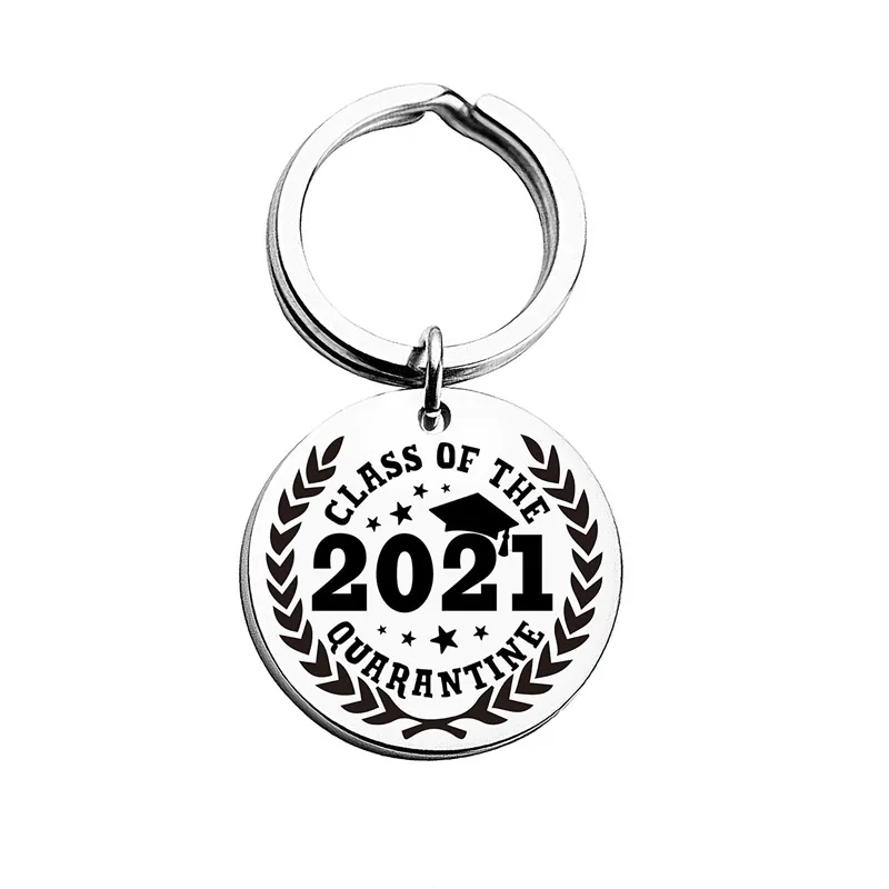 

New Class Of 2021 Graduation Season Gift Fashion StainlessSteel Keychain Inspirational Graduate Jewelry DIY Customized Wholesale
