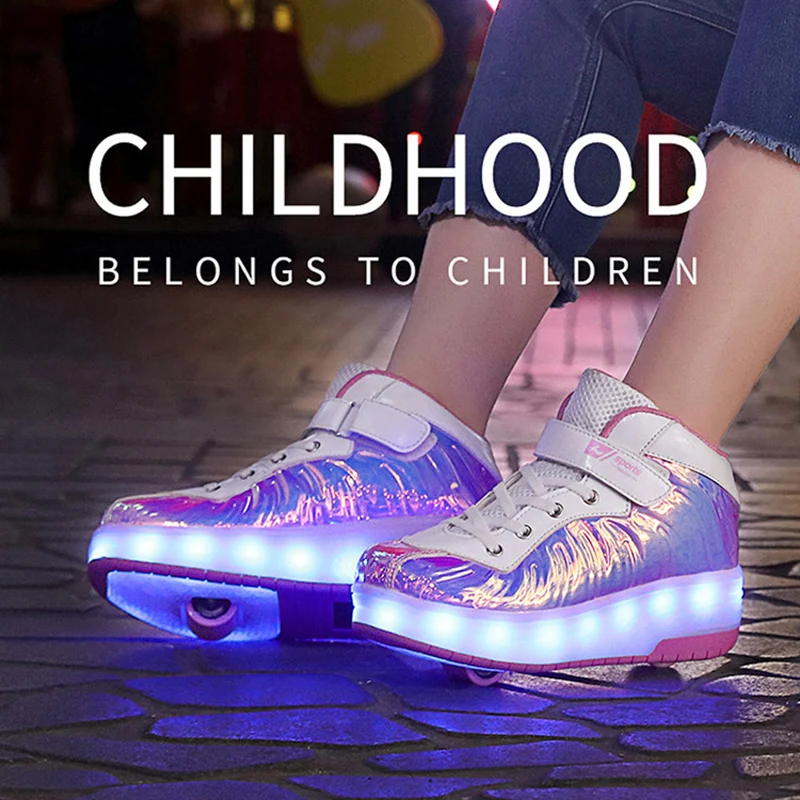 Кроссовки для мальчиков и девочек Fun Heelys из блестящей кожи со