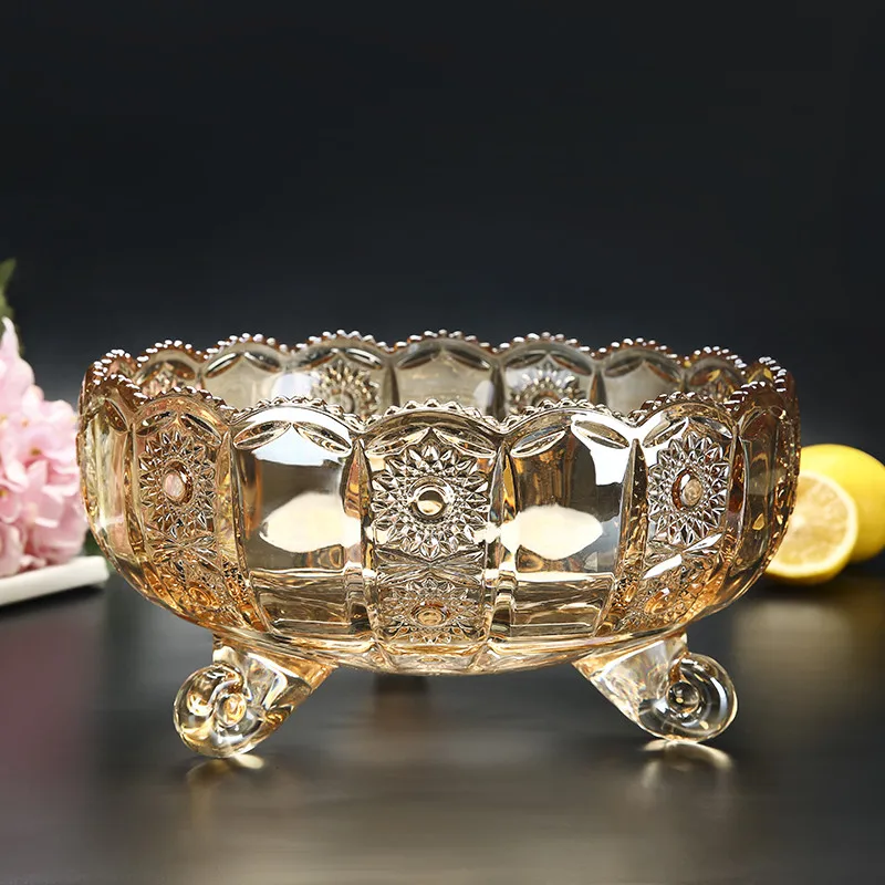 

Crystal Glass Fruit Snack Plate Nut & Dried Box With Lid Vase Candy Salad Dish Wedding Gifts Presents Tabletop Ornaments