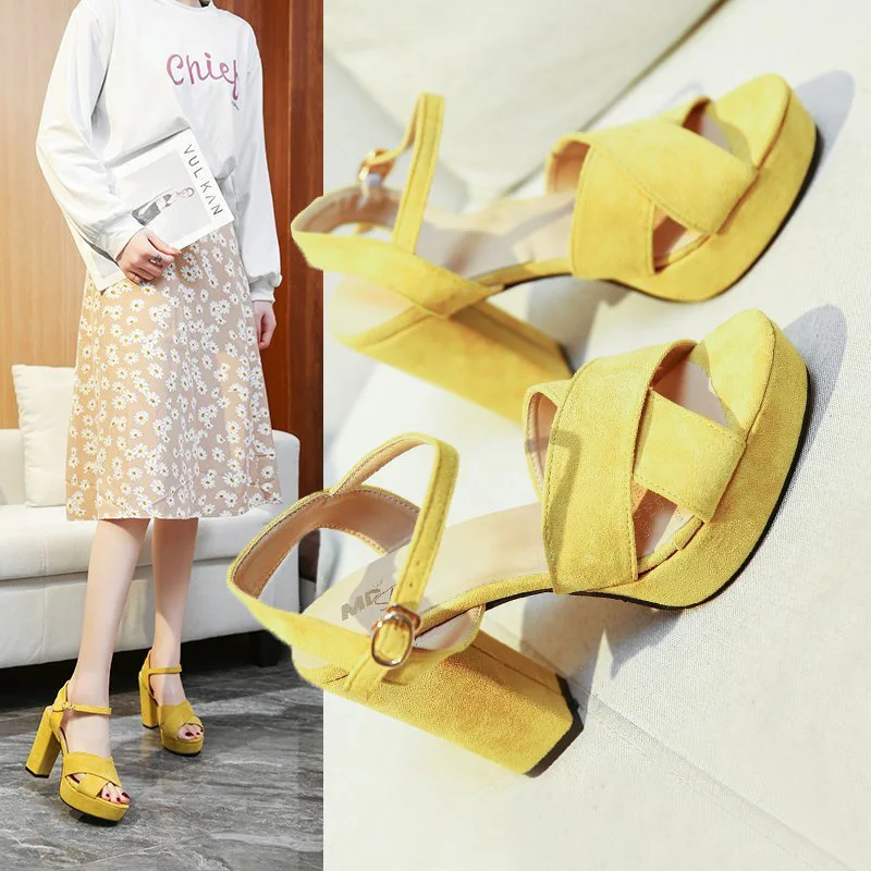 

2021 Brand Elegant Sandals Women High Heels Pumps Super High Heel 13cm Women's Banquet Sandals Waterproof Platform Toe Sandals
