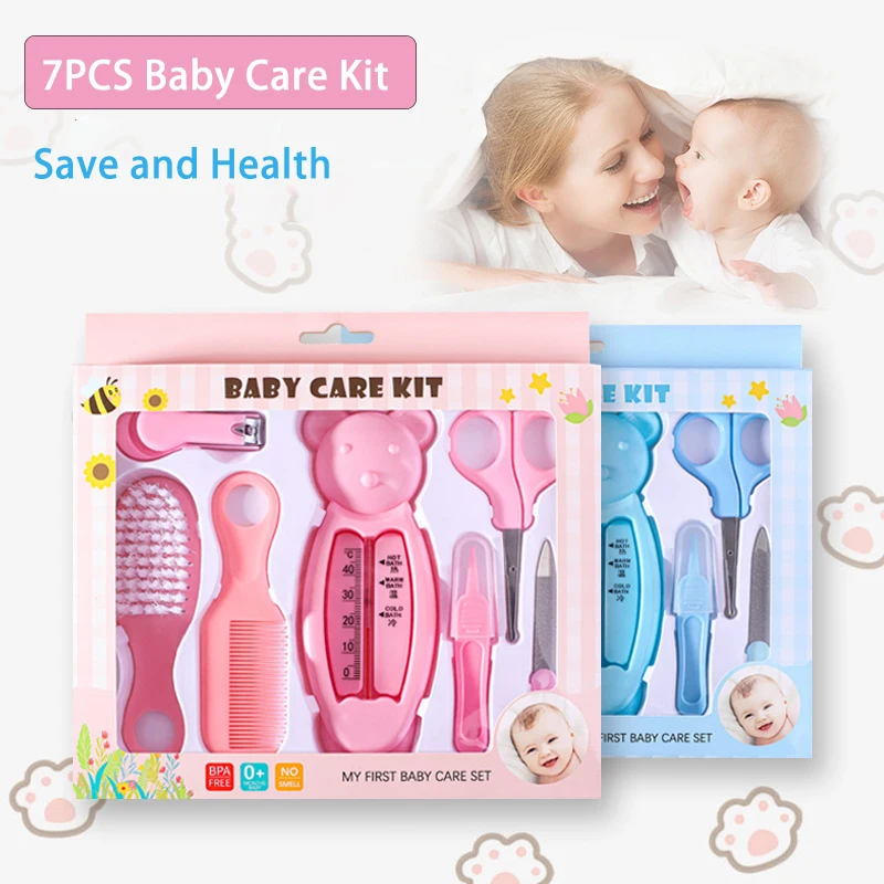 

7PCS Baby Health Care Kit Set Infants Thermometer Grooming Brush Children Nail Hair Clipper Scissor Comb For Newborn Hygiene Kit