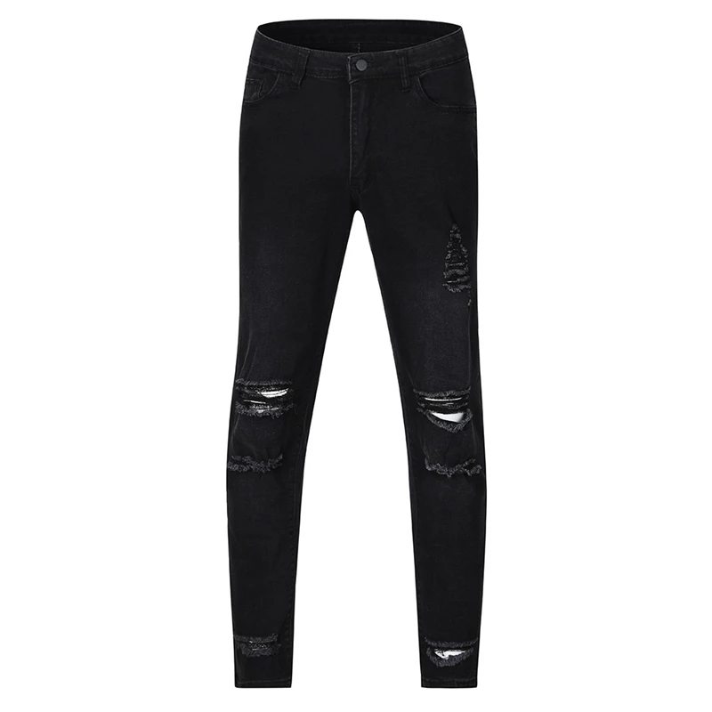 Men's Fashion Causal Pocket Zipper Slim Fit Shredded Long Jeans Pants Trousers Pantalones hombre para New Hot 2019 | Мужская одежда