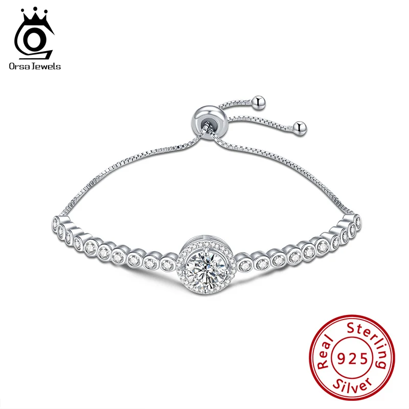 Женский классический браслет ORSA JEWELS из серебра 925 пробы с фианитами - купить по