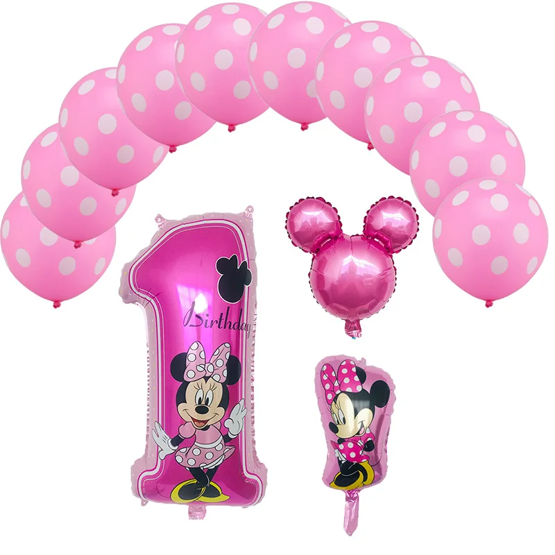pink-5pcs 13 шт. Микки Мышь тема вечерние Микки и Минни Маус серии комплект шаров globos День Святого Валентина день детей день рождения вечерние украшения Дети воздушные шары - Цвет: pink-5pcs