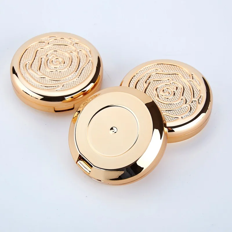 Dia.40mm Empty Eyeshadow Palette Rose Bright Gold Cosmetic Container Refillable Powder Compact Single Blusher Lipstick Palette