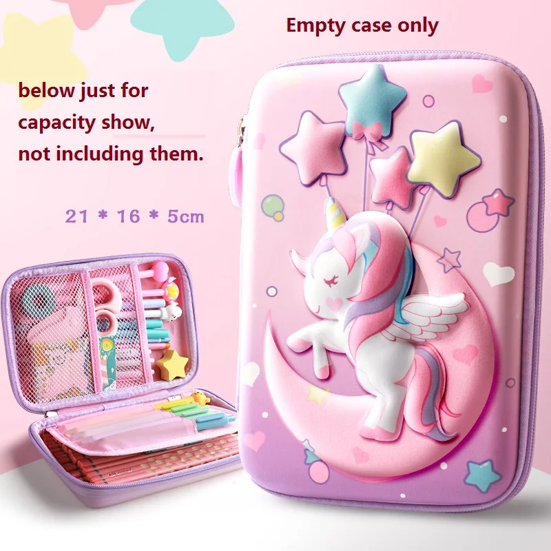 

Pink Pencil Case Unicorn Lucky Gift Box for Girls School Supplies 3D EVA Pen Holder Adorable Stationery Organizer Cute Pouch Bag