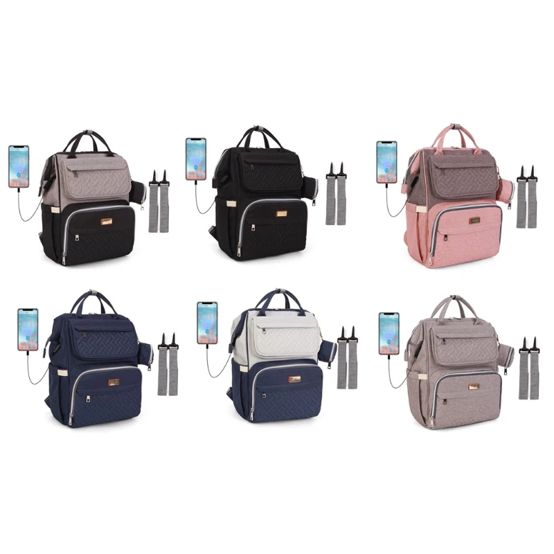 

Large Capacity Diaper Bag Backpack Waterproof Multifunctional Nappy Bag with USB Interface for Women Men Travel Outing