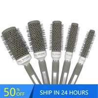 professional 5 size hair comb brushes high temperature resistant ceramic iron round comb hair styling tool hairbrush 30216