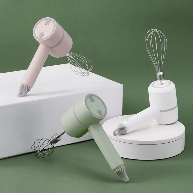 

Mini Cordless Electric Egg Beater HandHeld USB Rechargeable Food Blender Milk Frother 3 Speed Cream Food Cake Mixer
