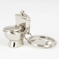 1pcs classic 3d keychain mini toilet key ring chain bathroom cute creative gift trinket car styling decoration
