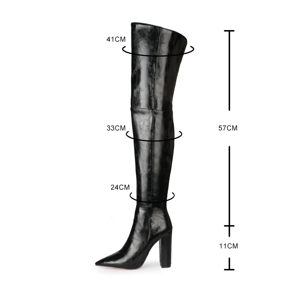 

Sexy Super High heels over the knee boots women thigh high boot Ladies Pointed Toe Long botas cuissardes Winter femmes bottes 41