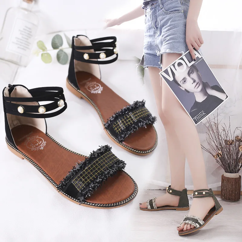 Сандалии Новая женская летняя обувь на плоской подошве женские босоножки модная