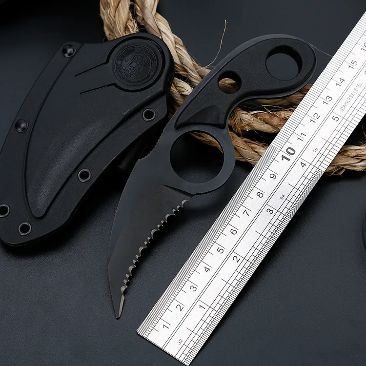 Karambit Тактический фиксированный черный нож охотничий нож Фруктовый маленький прямой мини ручка EDC Карманный открытый инструмент кемпинг выживания