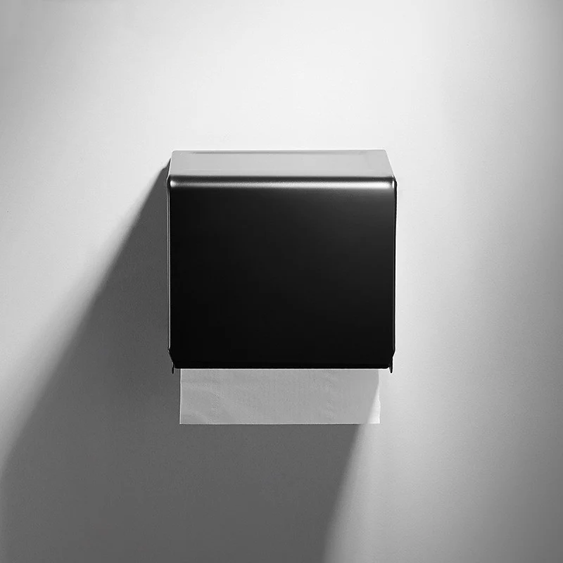 

Nordic stainless steel toilet waterproof roll holder black hand carton tray carton wall hanging tissue box free punch