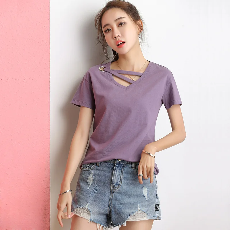 

2019 New Summer Women High Quality Cotton Tshirts Fashion Casual Short Sleeve O-neck Tshirts Tops S-XXL