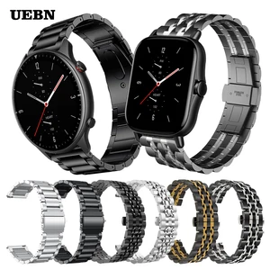 UEBN Classic Metal Stainless Steel Wrist Band For Huami Amazfit GTS 2 Strap for Amazfit GTR 2 Bip S Bracelet Watchbands