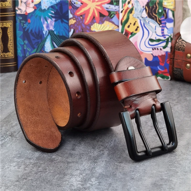 

43MM Double Pin Metal Belt Buckle Super Wide Thick Leather Belt Ceinture Homme Luxury Waist Belt Fot Men MBT0018