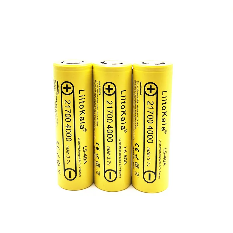 50pcs LiitoKala Lii-40A Battery 21700 4000mah Rechargeable lithium 3.7V 10C discharge High Power batteries Drain Batteries - купить по