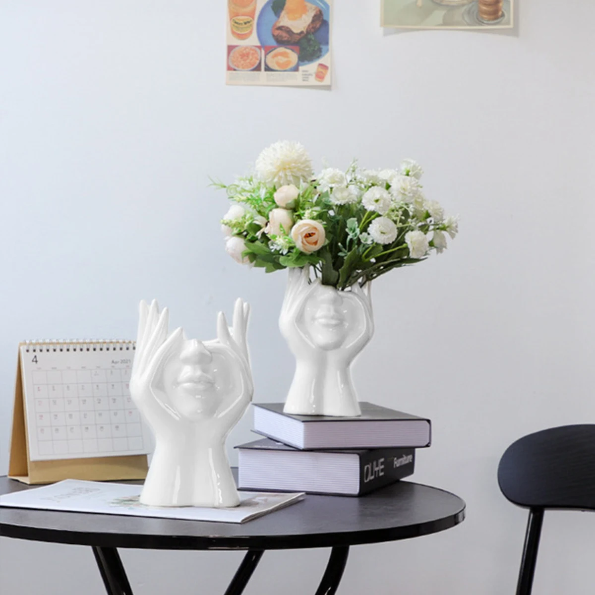 

New Ceramic Human Face Flower Vase Art Creatrive Sculpture Human Head Abstract Plant Flower Pot Home Decor Arrangement