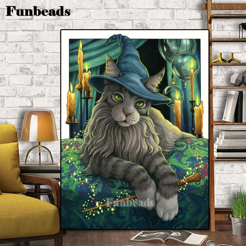 

Алмазная 5D Вышивка на Хэллоуин, черная кошка, алмазная живопись, полная выкладка, Новое поступление, мозаика, вышивка крестиком, ручная рабо...