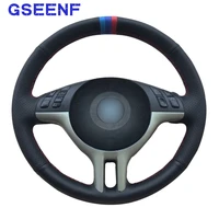 car steering wheel cover hand stitched black genuine leather comfortable for bmw e39 e46 325i e53 x5