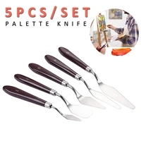5pcsset stainless steel mixed media palette knife set crafts spatula arts oil painting tool flexible blades diy 2021