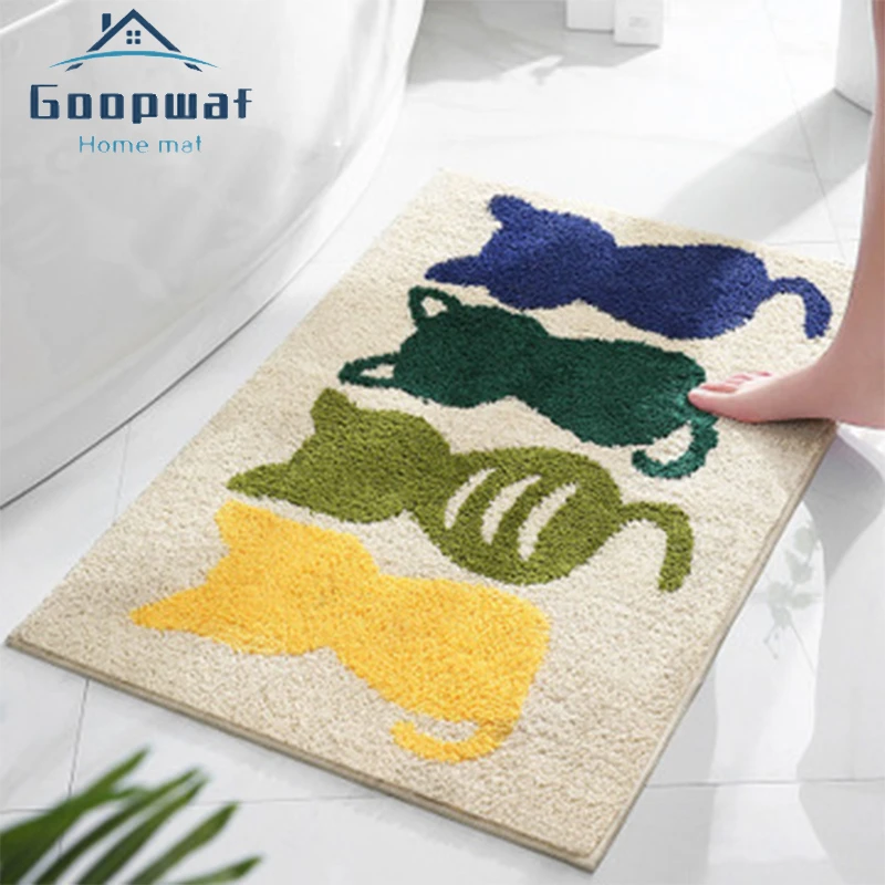 

Simple Cartoon Toilet Bathroom Door Mat Home Decoration Water Absorption Anti-skid Door Mat Super Soft Fiber Living Room Carpet
