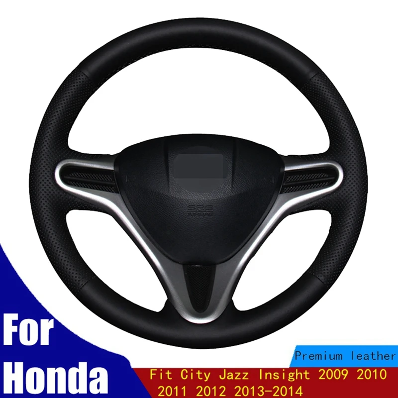 

DIY Car Steering Wheel Cover Soft Black PU Artificial Leather For Honda Fit City Jazz Insight 2009 2010 2011 2012 2013-2014
